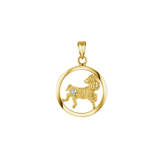 Anhänger aus 925/- Sterling Silber vergoldet Sternzeichen Widder Weißtopas