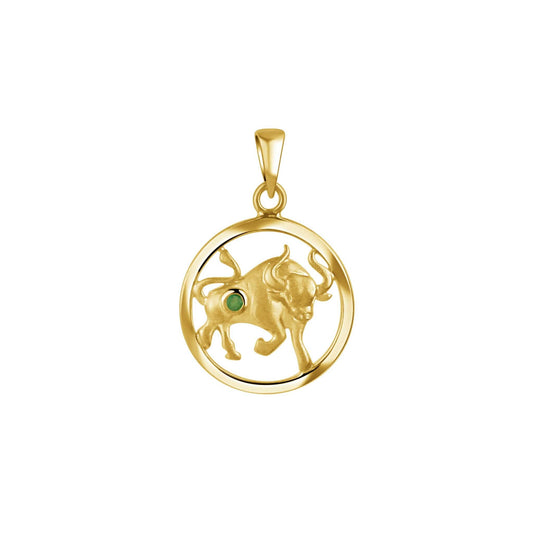 Anhänger aus 925/- Sterling Silber vergoldet Sternzeichen Stier 1 Smaragd