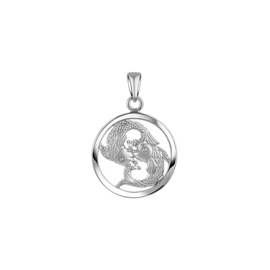 Anhänger aus 925/- Sterling Silber rhodiniert Sternzeichen Fische 1 Aquamarin