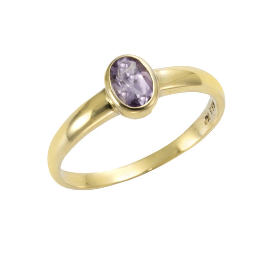Damenring aus 585/- Gelbgold glanz mit 1 Amethyst