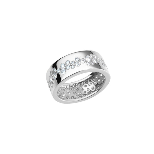 Damenring aus 925/- Sterling Silber rhodiniert glanz mit 64 weißen Zirkonia