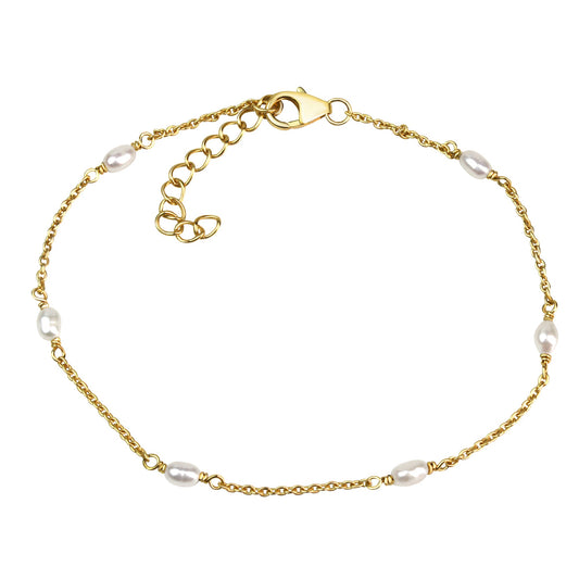 Armband aus 925/- Sterling Silber vergoldet mit 6 Süßwasserzuchtperlen