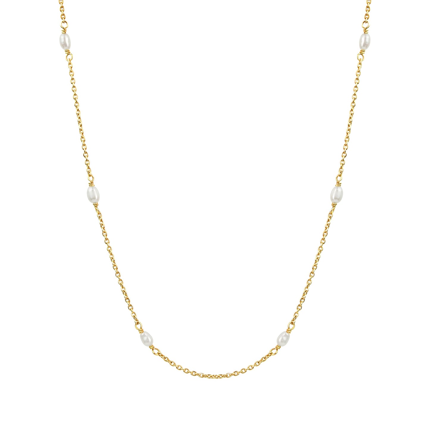 Kette Ankerkette 925/- Sterling Silber vergoldet 45,0cm Perle