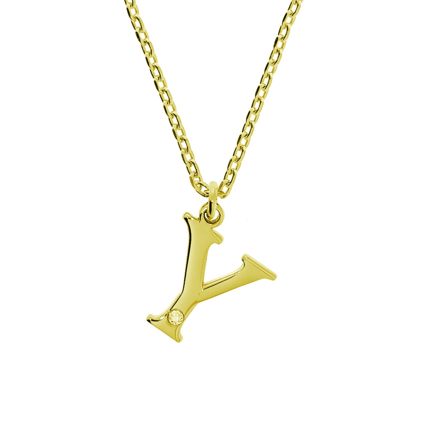 Anhänger mit Kette Ankerkette 925/- Sterling Silber vergoldet 48,0cm Diamant 0,008ct.
