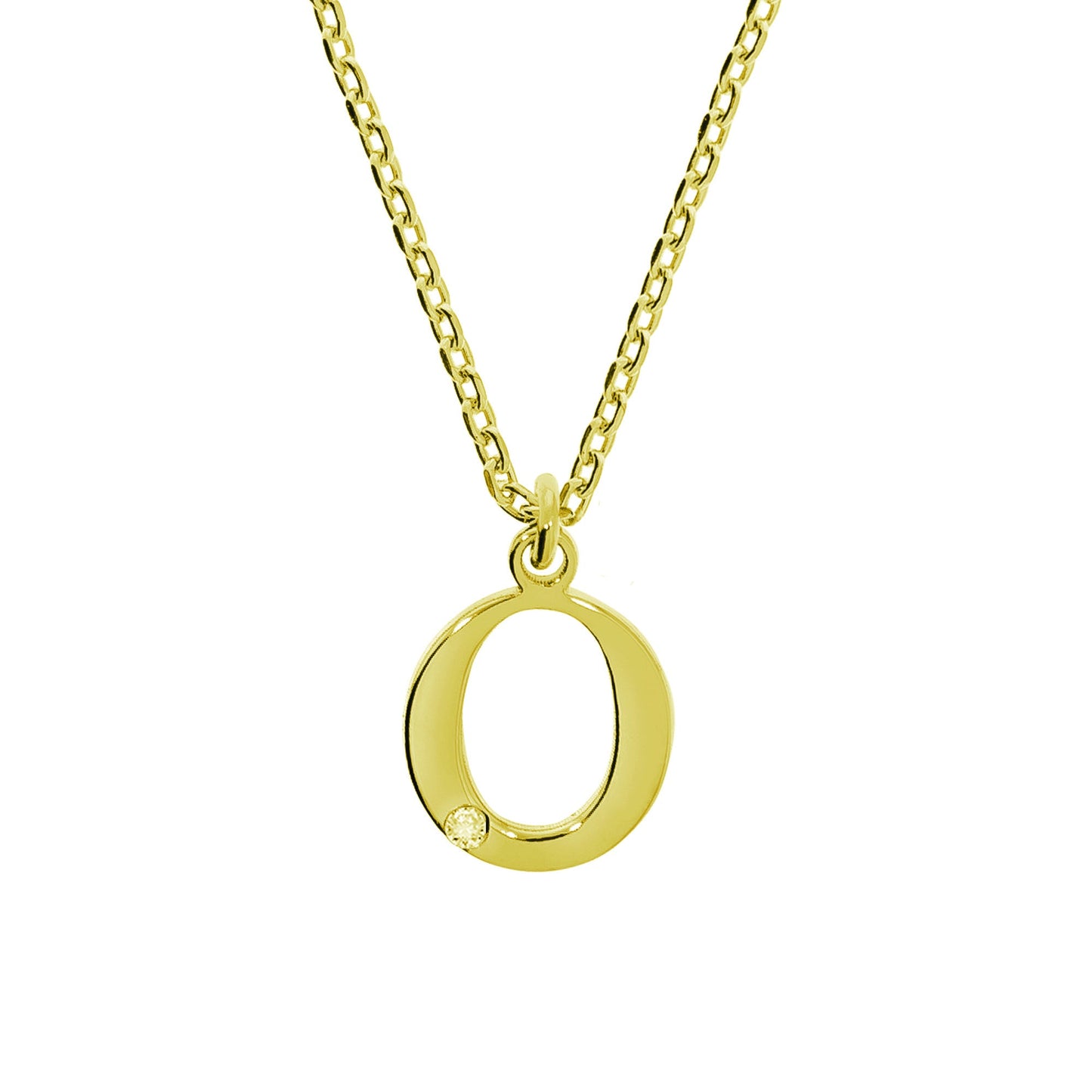Anhänger mit Kette Ankerkette 925/- Sterling Silber vergoldet 48,0cm Diamant 0,008ct.