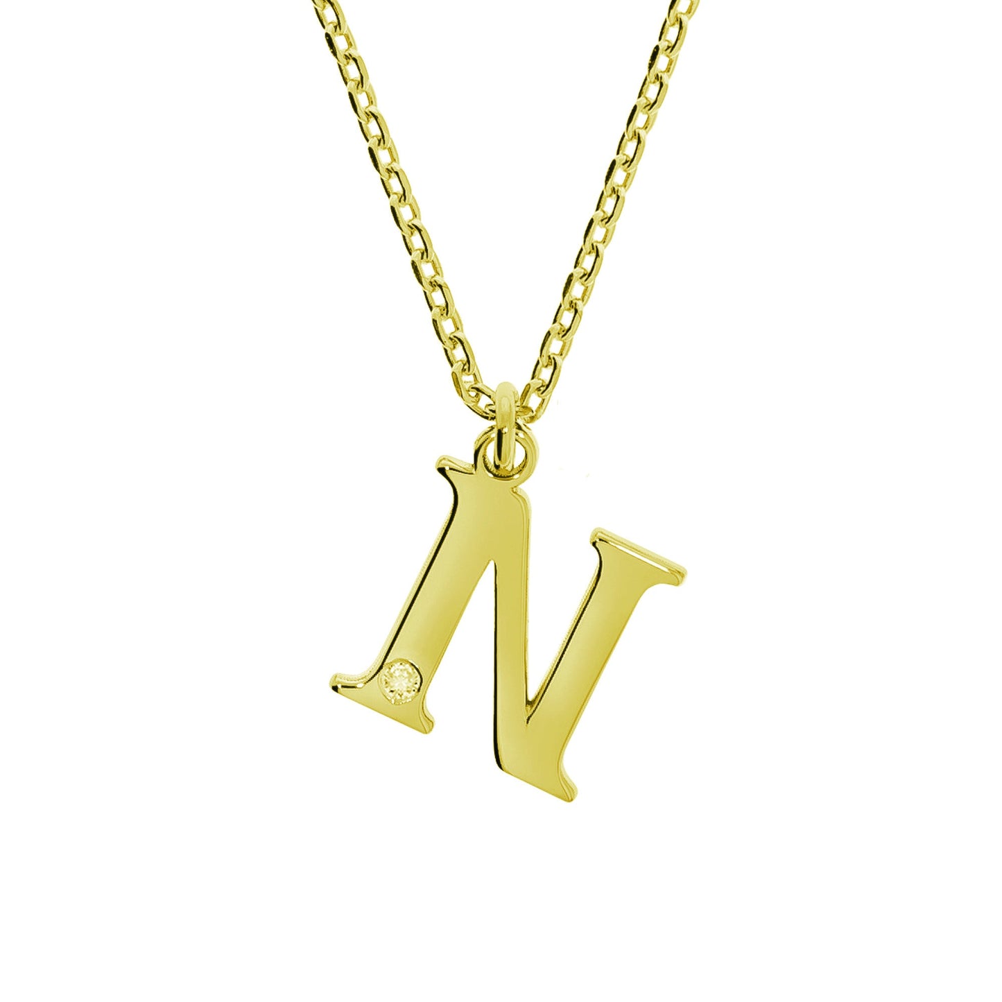 Anhänger mit Kette Ankerkette 925/- Sterling Silber vergoldet 48,0cm Diamant 0,008ct.
