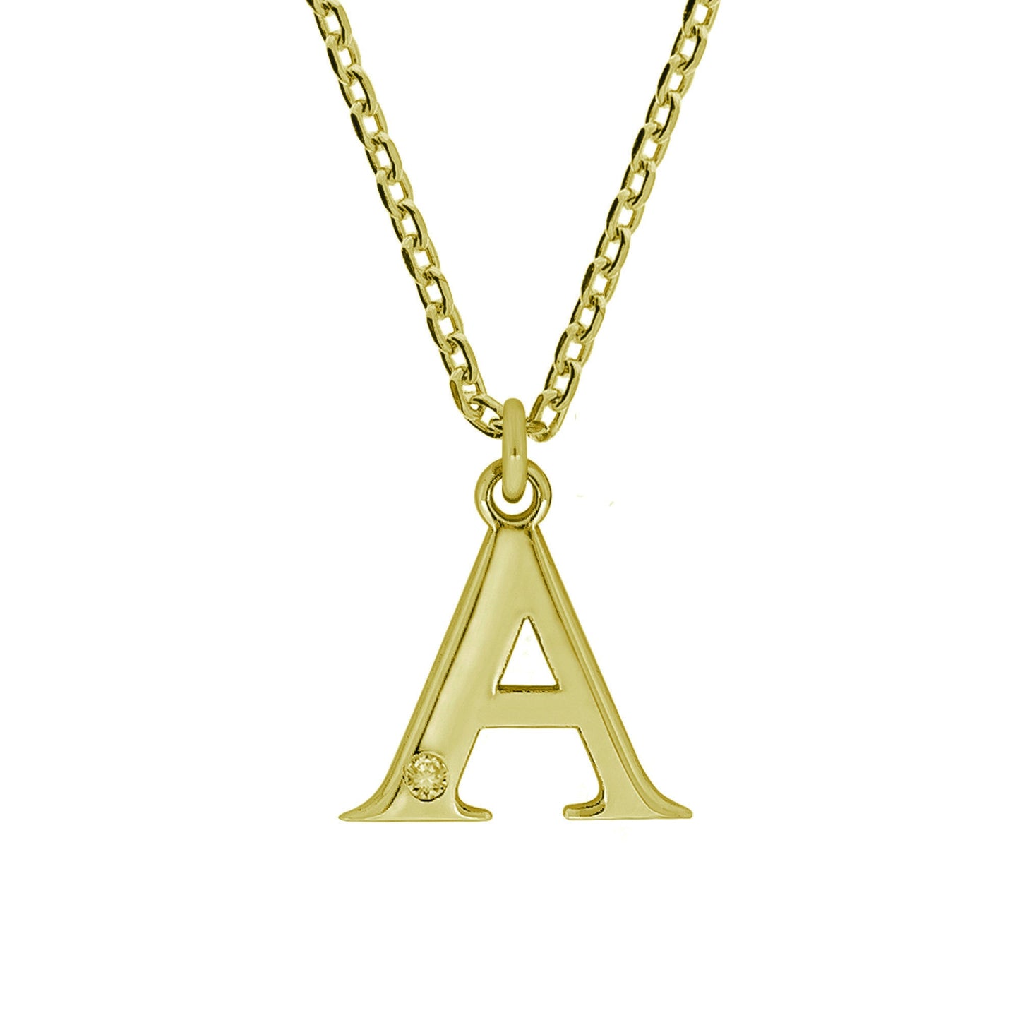 Anhänger mit Kette Ankerkette 925/- Sterling Silber vergoldet 48,0cm Diamant 0,008ct.