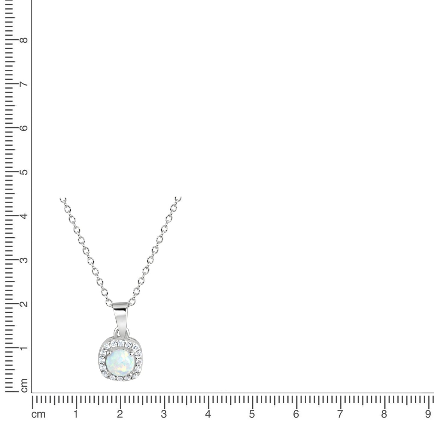 Anhänger mit Kette Ankerkette 925/- Sterling Silber rhodiniert 45,0cm Opal