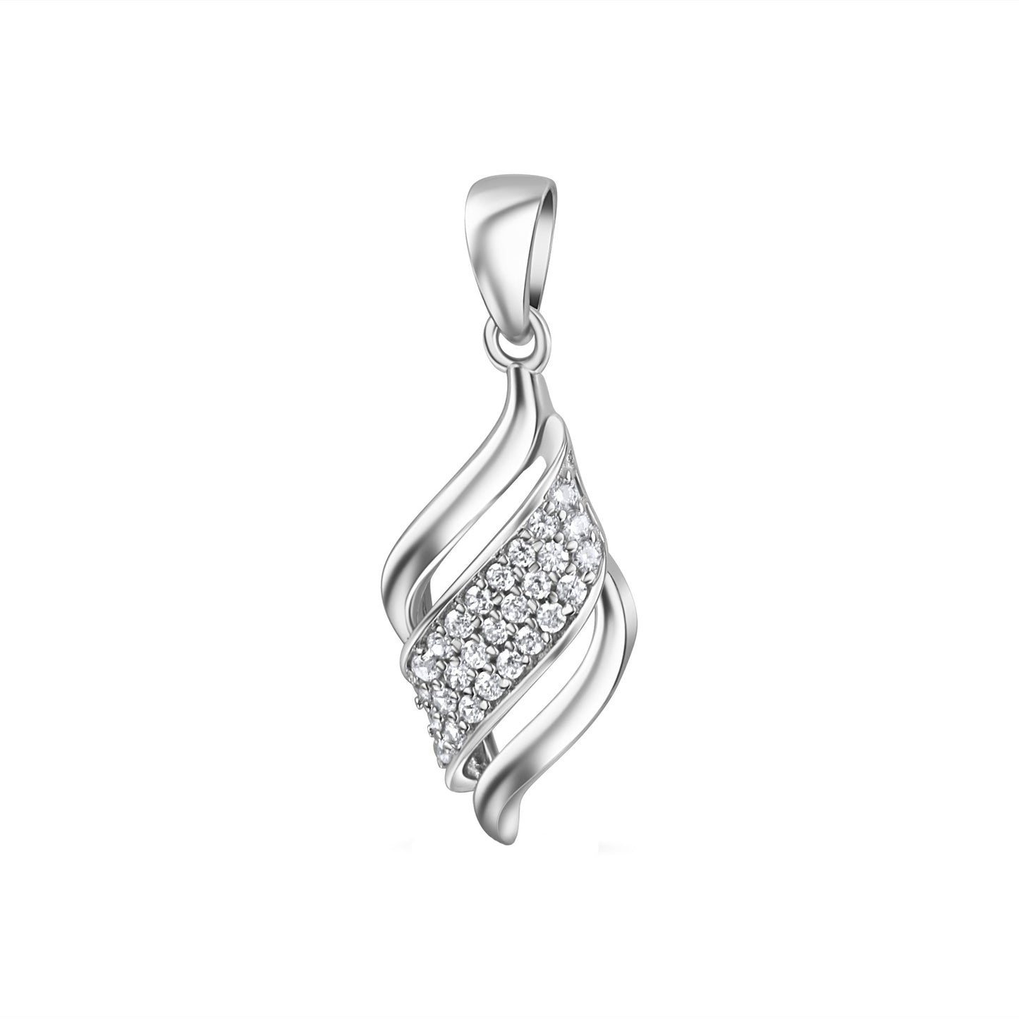 Anhänger 925/- Sterling Silber Rhodiniert 3,0cm Zirkonia