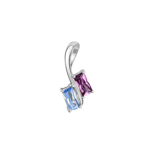 Anhänger aus 925/- Sterling Silber rhodiniert mit synth. Spinell und lila Zirkonia