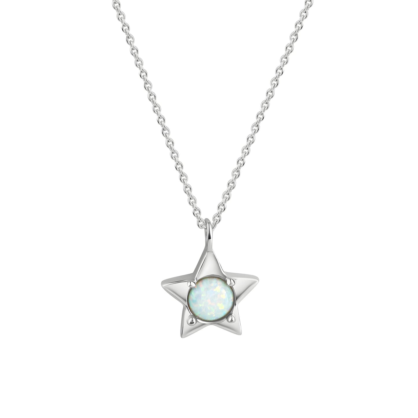 Anhänger mit Kette Ankerkette 925/- Sterling Silber rhodiniert 45,0cm synth. Opal