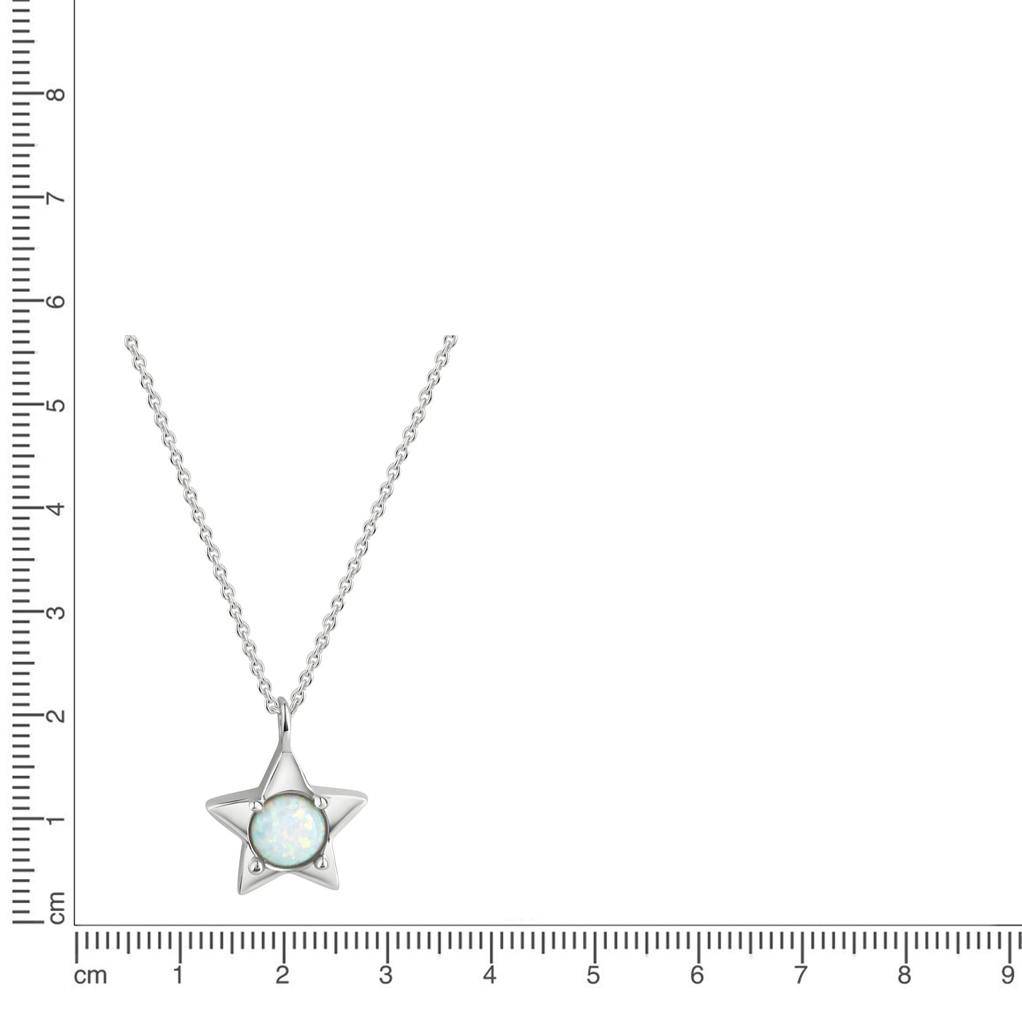 Anhänger mit Kette Ankerkette 925/- Sterling Silber rhodiniert 45,0cm synth. Opal