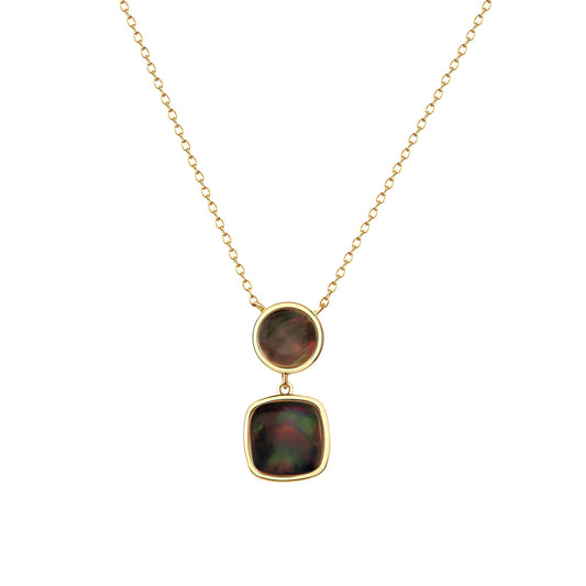 Collier aus 925/- Sterling Silber vergoldet 2 Perlmutt schwarz