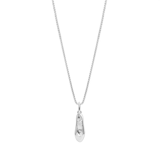 Anhänger mit Kette aus 925/- Sterling Silber rhodiniert Schuh mit 1 Zirkonia weiß