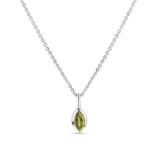 Anhänger mit Kette aus 925/- Sterling Silber 1 Peridot Ankerkette 42+3cm