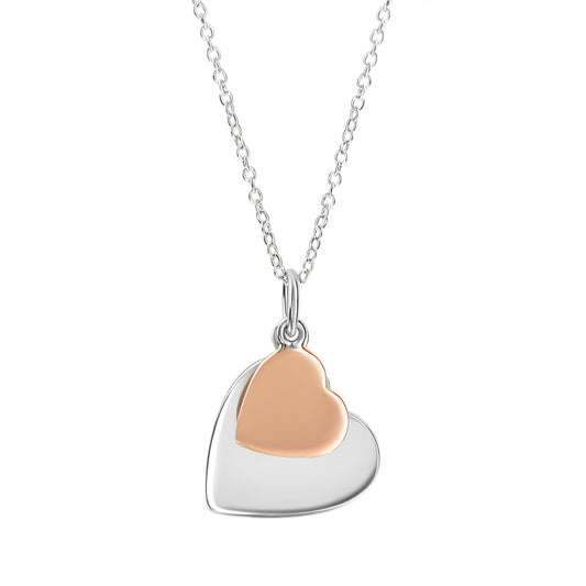 Anhänger mit Kette aus 925/- Sterling Silber rhodiniert Motiv Herz teils rosévergoldet