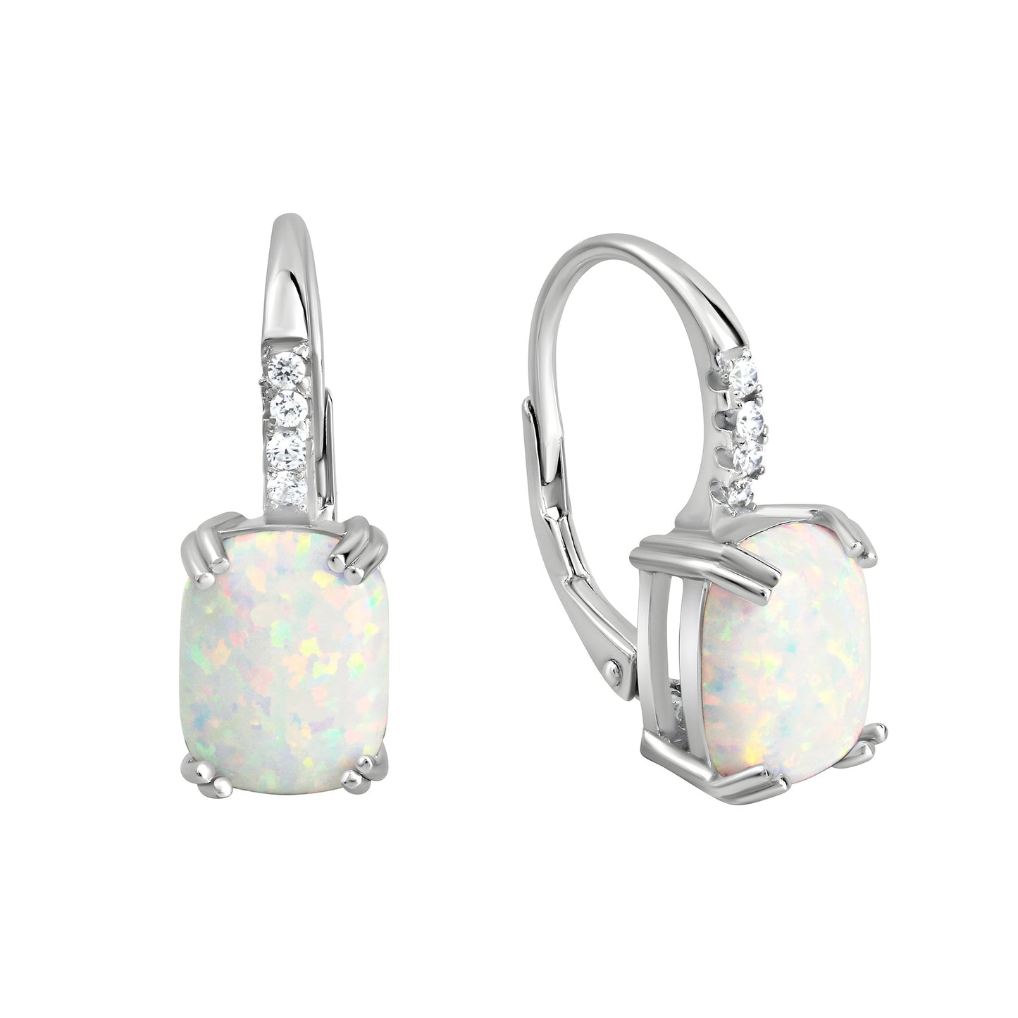 Ohrhänger 925/- Sterling Silber Rhodiniert 2,0cm synth. Opal