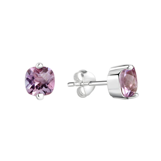 Ohrstecker aus 925/- Sterling Silber rhodiniert mit 2 Amethysten