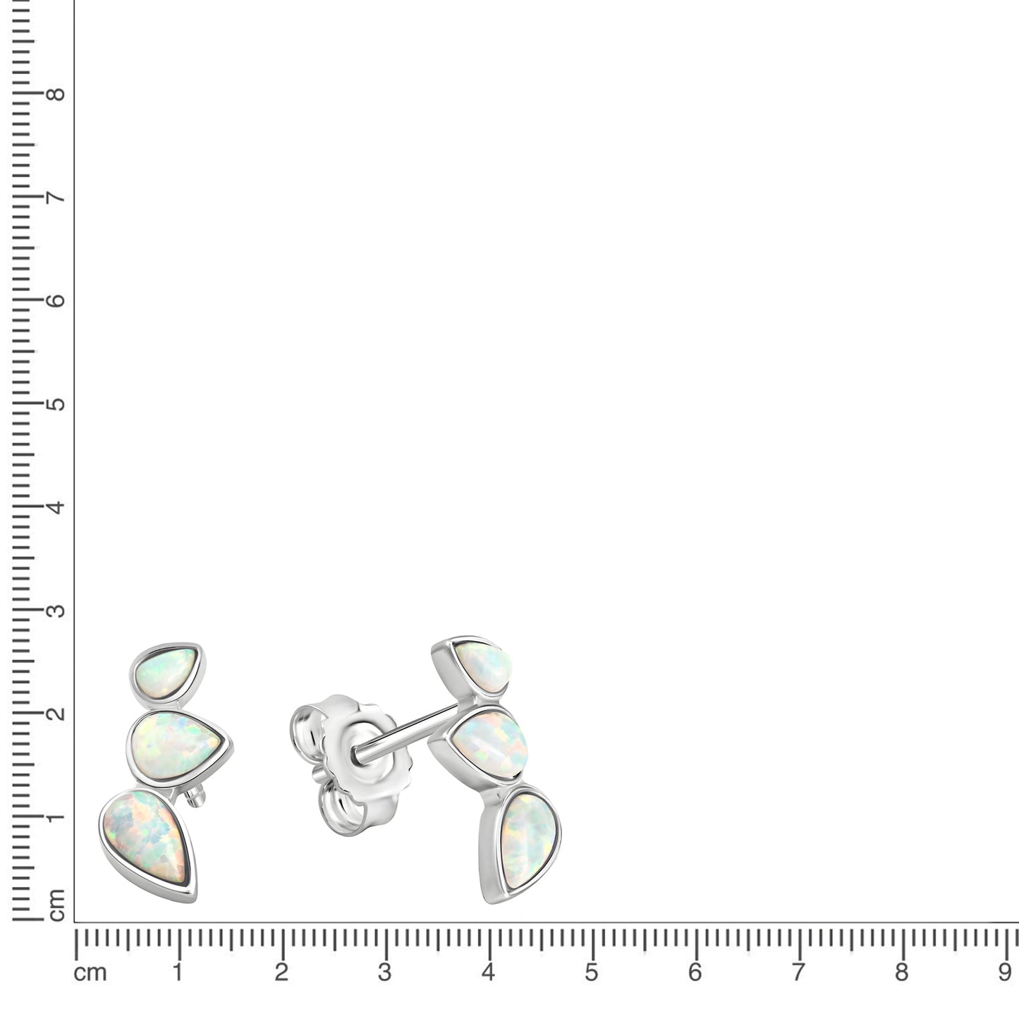 Ohrstecker 925/- Sterling Silber Rhodiniert 1,2cm synth. Opal