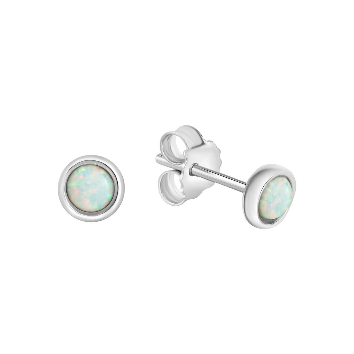 Ohrstecker 925/- Sterling Silber Rhodiniert 0,5cm synth. Opal