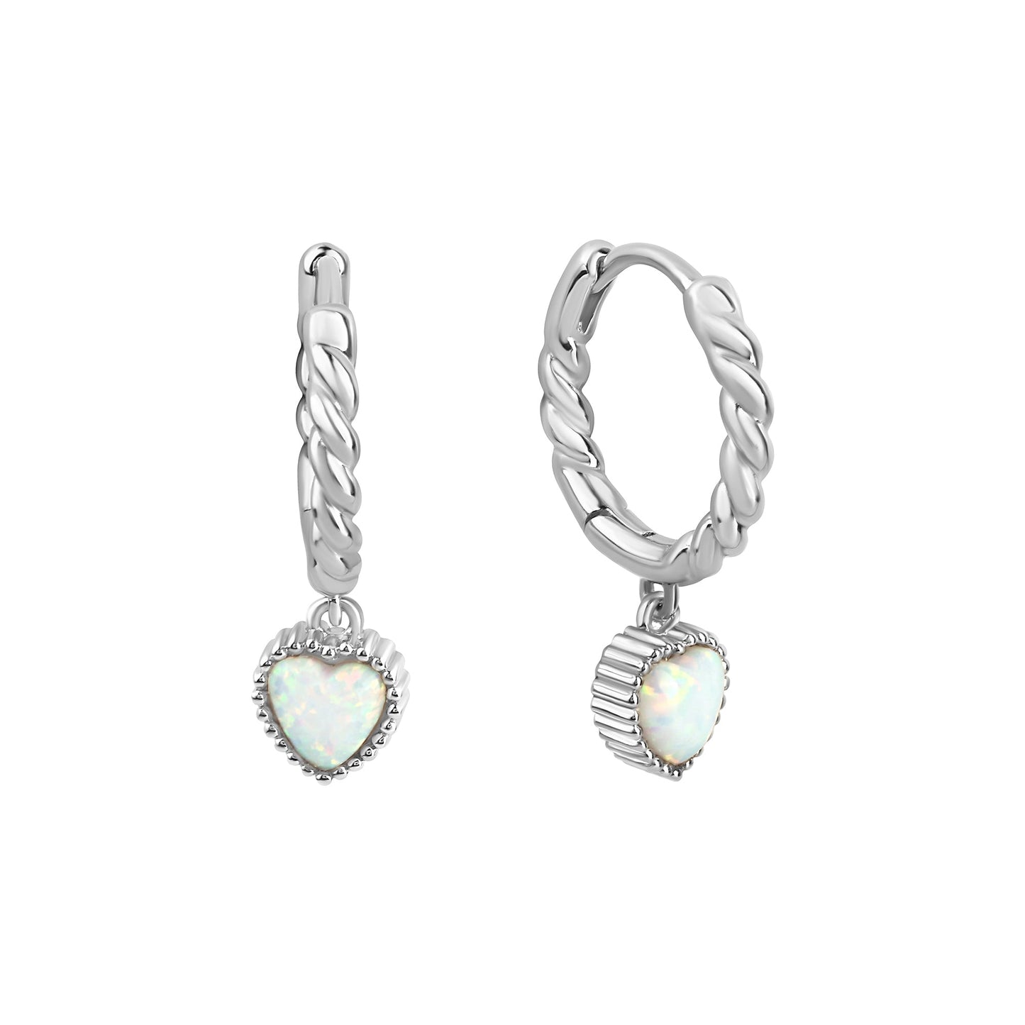 Creolen 925/- Sterling Silber Rhodiniert 2,3cm synth. Opal