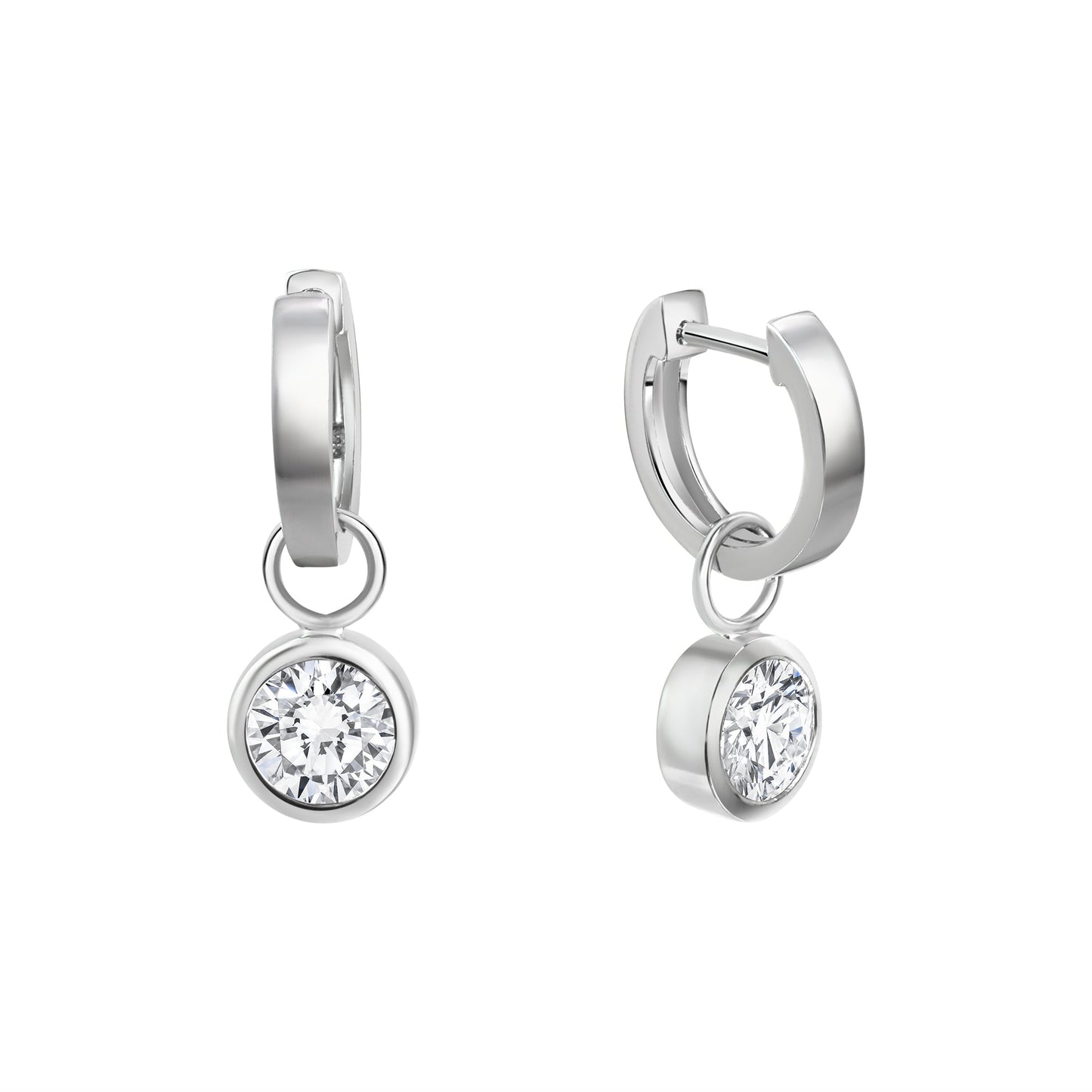 Creolen 925/- Sterling Silber Rhodiniert 2,4cm Zirkonia