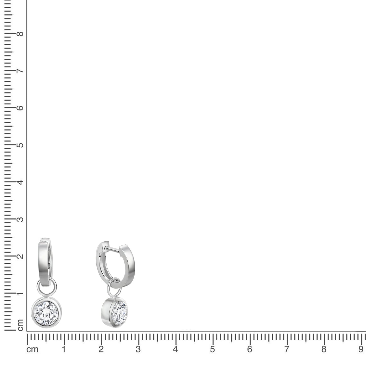 Creolen 925/- Sterling Silber Rhodiniert 2,4cm Zirkonia