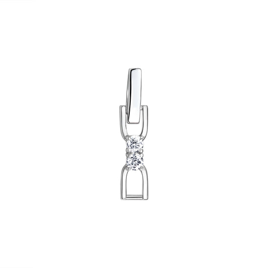 Verlängerungschließe aus 925/- Sterling Silber rhodiniert glanz 2 Zirkonia weiß