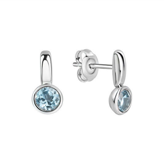 Ohrstecker aus 925/- Sterling Silber rhodiniert mit 2 synth. Spinell hellblau
