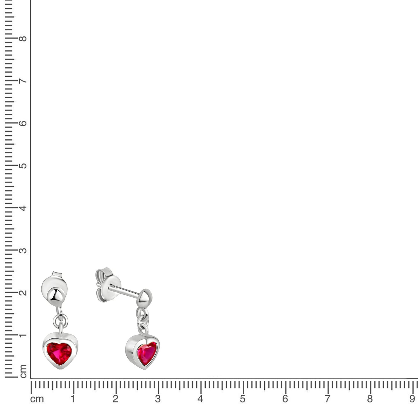 Ohrstecker 925/- Sterling Silber Rhodiniert 1,3cm syn. Rubin