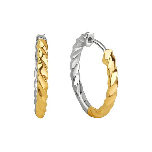 Klappcreolen aus 925/- Sterling Silber rhodiniert teils vergoldet Ø 16mm