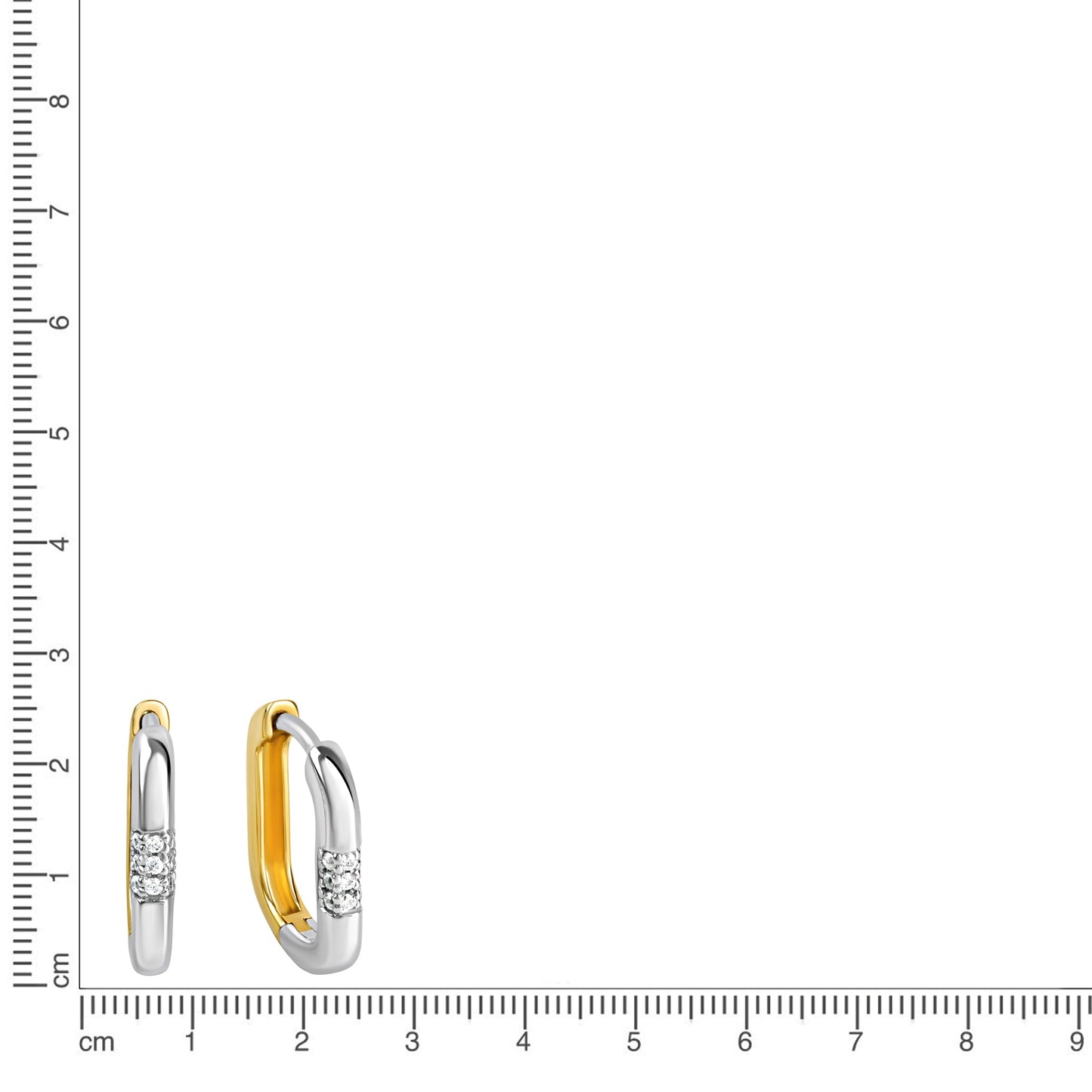 Creolen 925/- Sterling Silber vergoldet (teil) 1,4cm Zirkonia