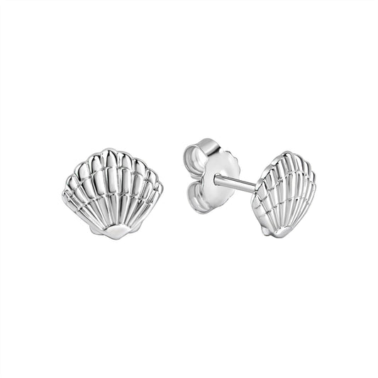 Ohrstecker aus 925/- Sterling Silber rhodiniert glnaz Motiv Muschel
