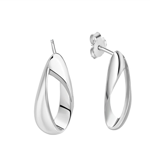 Ohrstecker aus 925/- Sterling Silber rhodiniert glanz gedrehte Optik