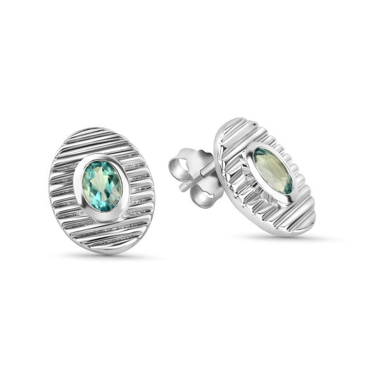 Ohrstecker aus 925/- Sterling Silber rhodiniert mit 2 x Blautopas
