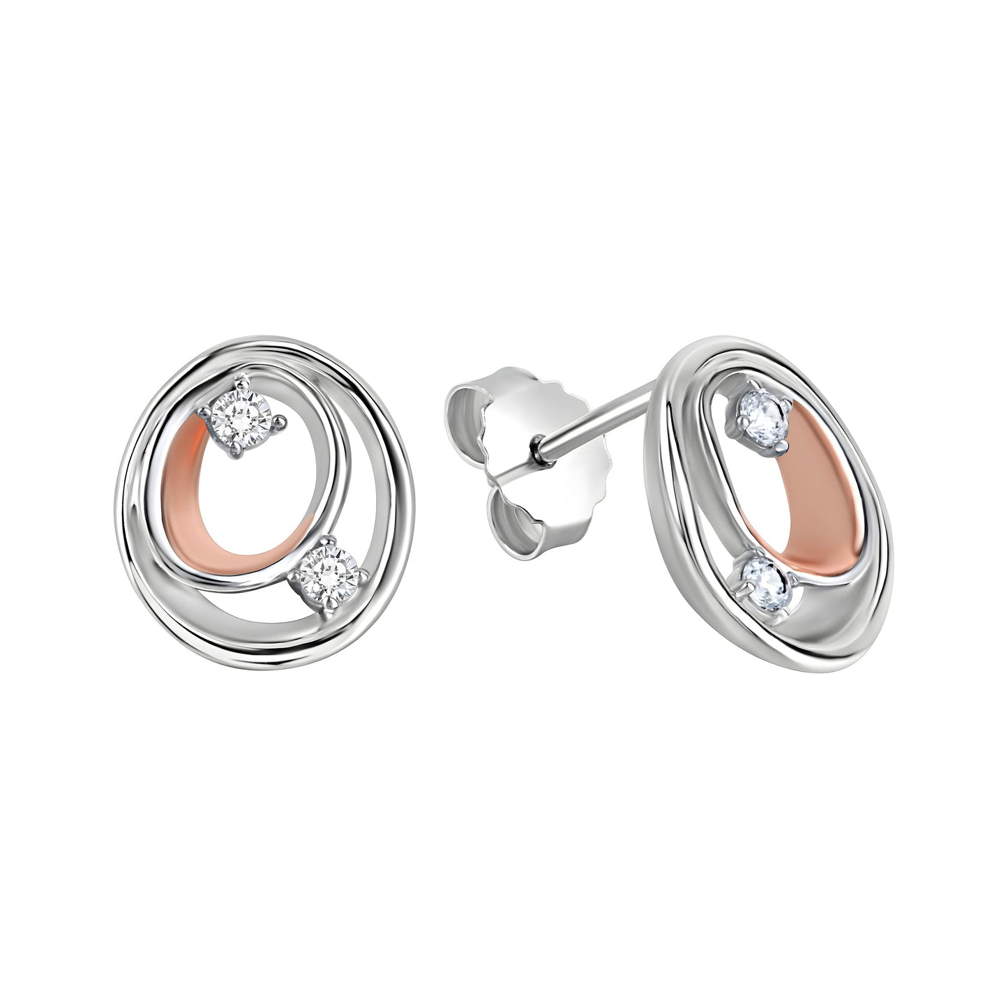 Ohrstecker 925/- Sterling Silber vergoldet (teil) 1,2cm Zirkonia