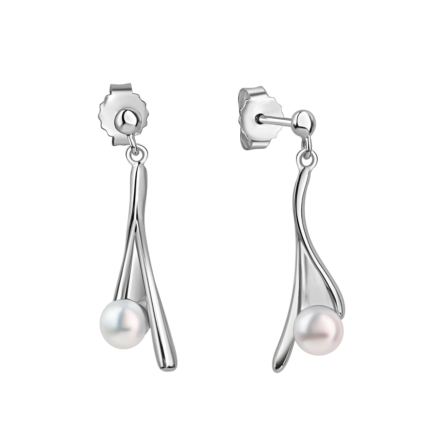 Ohrstecker 925/- Sterling Silber Rhodiniert 1,8cm Süßwasserzuchtperle