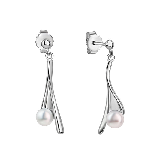 Ohrstecker aus 925/- Sterling Silber rhodiniert mit 2 Süßwasserzuchtperlen weiß