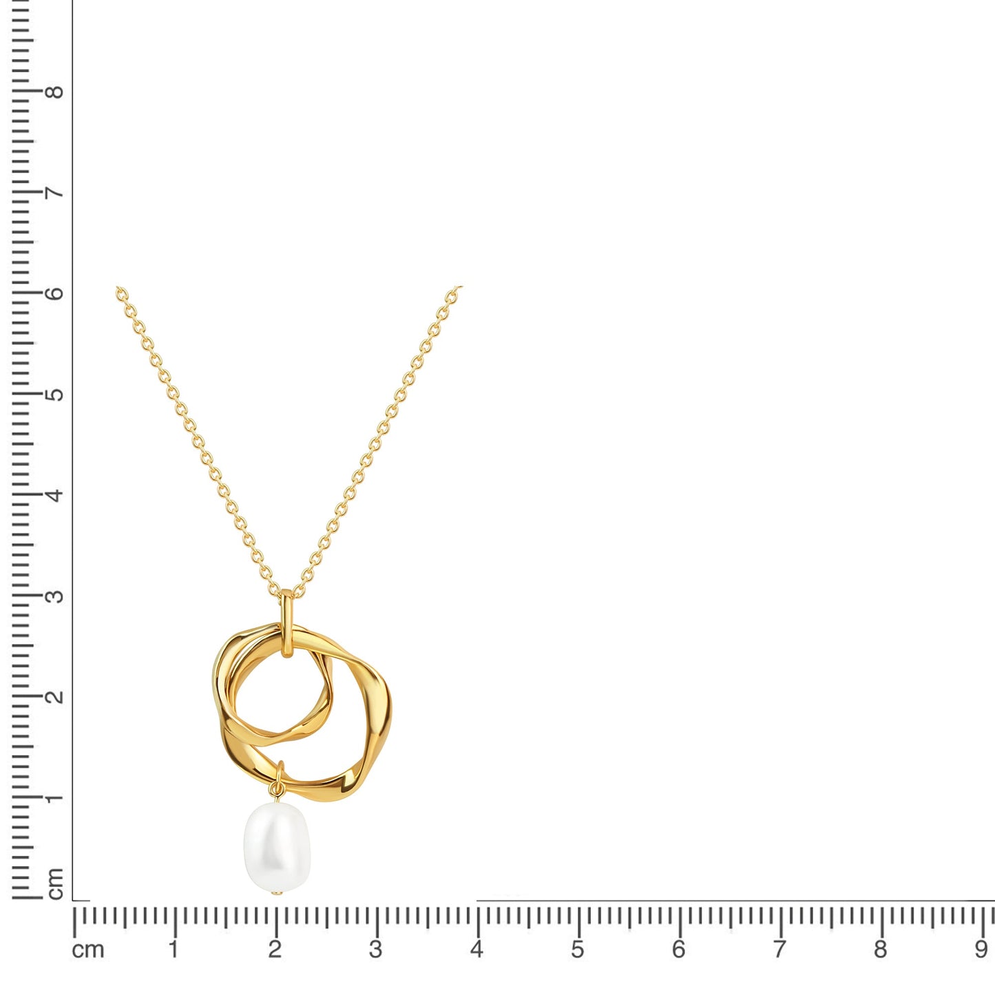Anhänger mit Kette Ankerkette 925/- Sterling Silber vergoldet 45,0cm Süßwasserzuchtperle