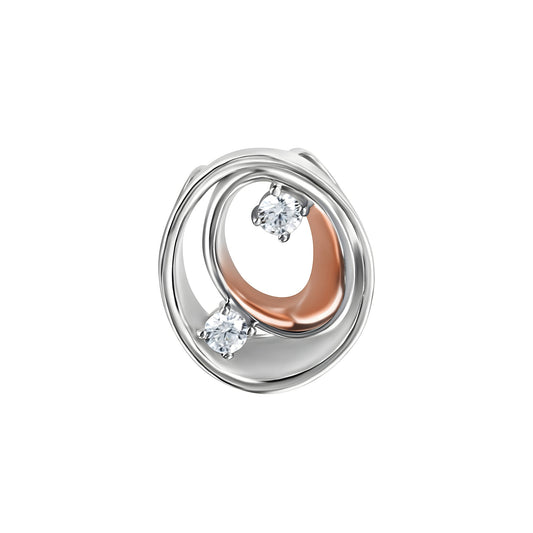 Anhänger aus 925/- Sterling Silber rhodiniert teils rosévergoldet 2 weiße Zirkonia