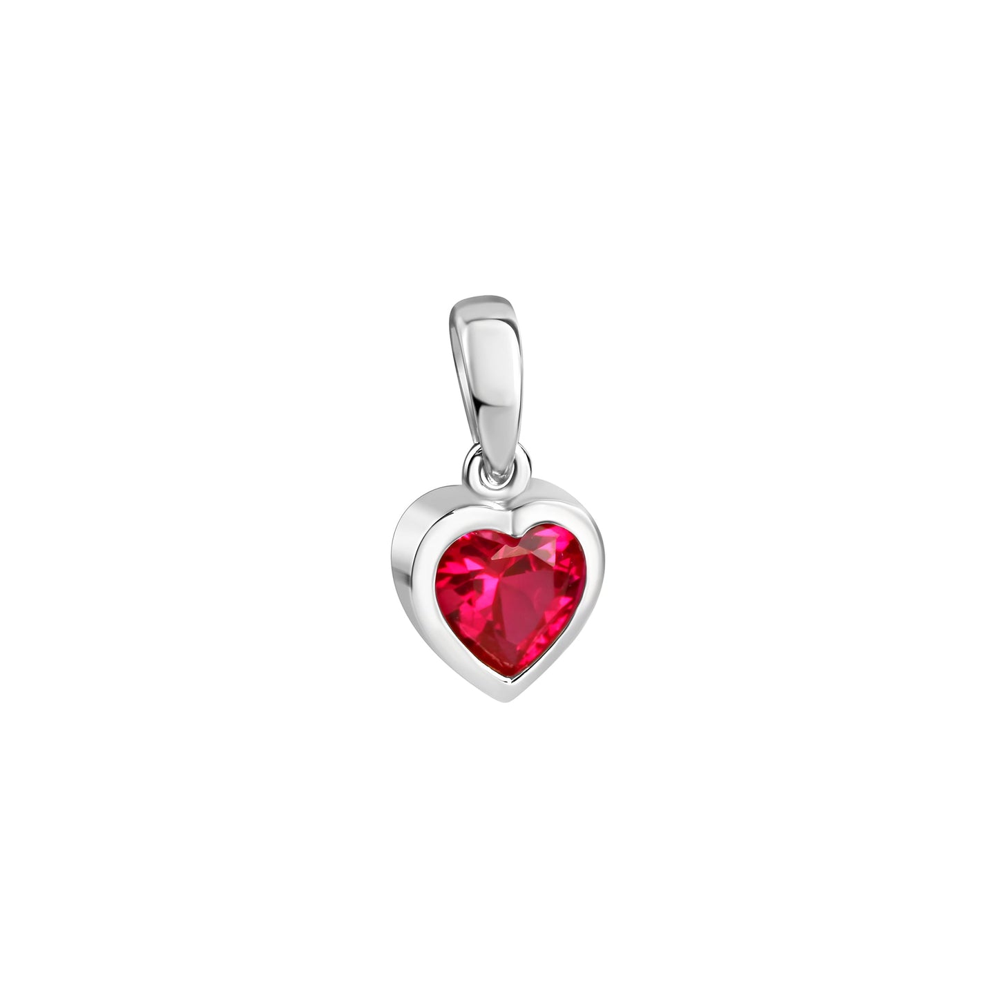 Anhänger 925/- Sterling Silber Rhodiniert 1,5cm syn. Rubin