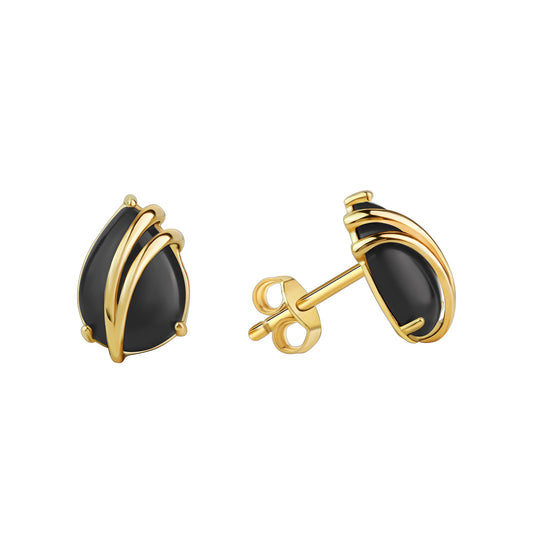 Ohrstecker aus 375/- Gelbgold glanz mit 2 Onyxsteinen