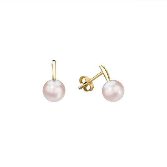 Ohrstecker aus 375/- Gelbgold glanz mit 2 Süßwasserzuchtperlen 7-7,5mm