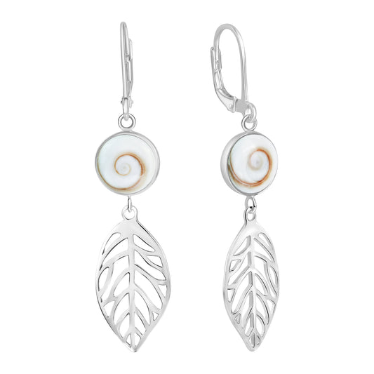 Ohrhänger aus 925/- Sterling Silber rhodiniert Motiv Blätter mit Meeresauge