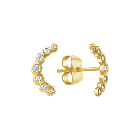 Ohrstecker aus 375/- Gelbgold glanz mit insgesamt 14 weißen Zirkonia