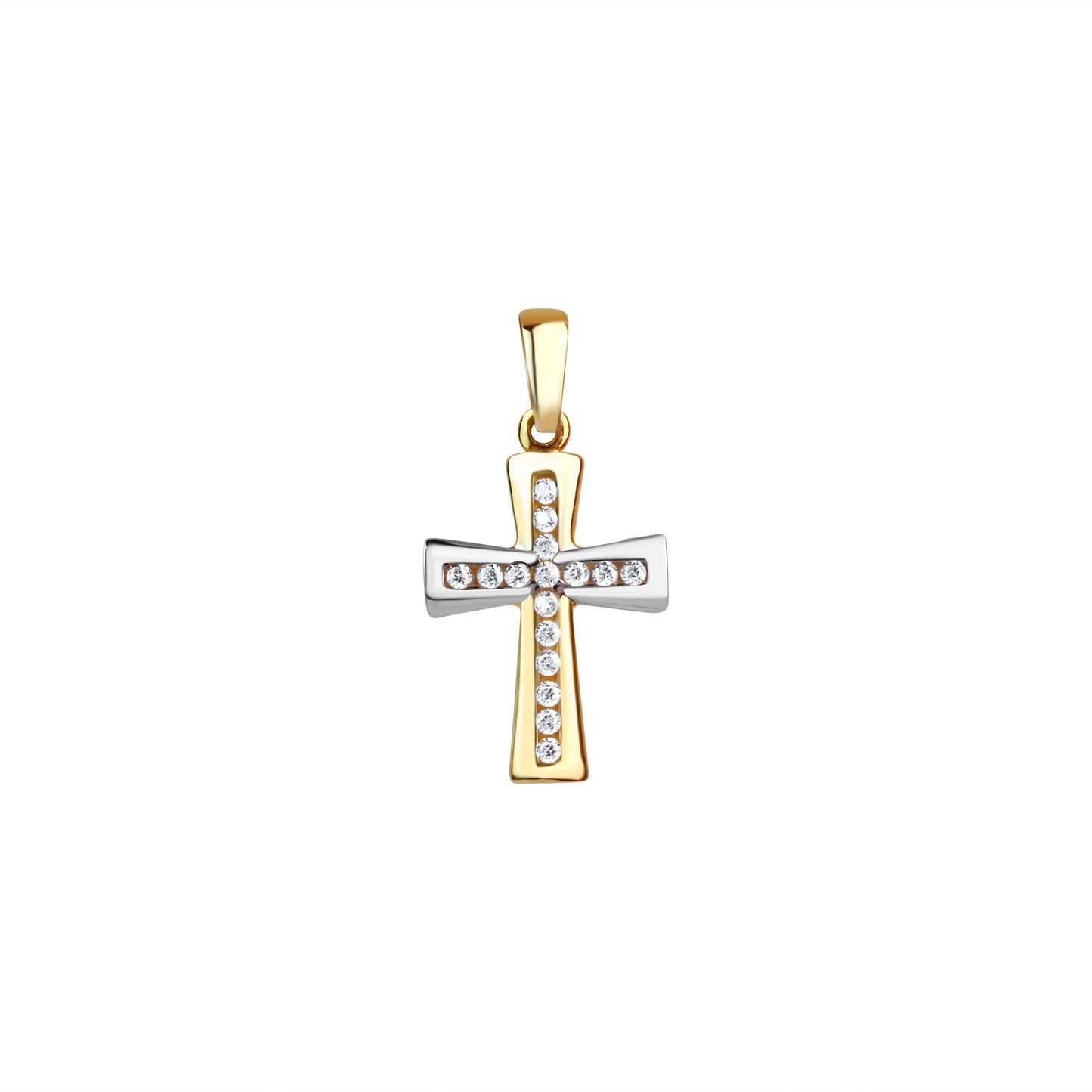 Anhänger 375/- Gold rhodiniert (teil) 2,2cm Zirkonia