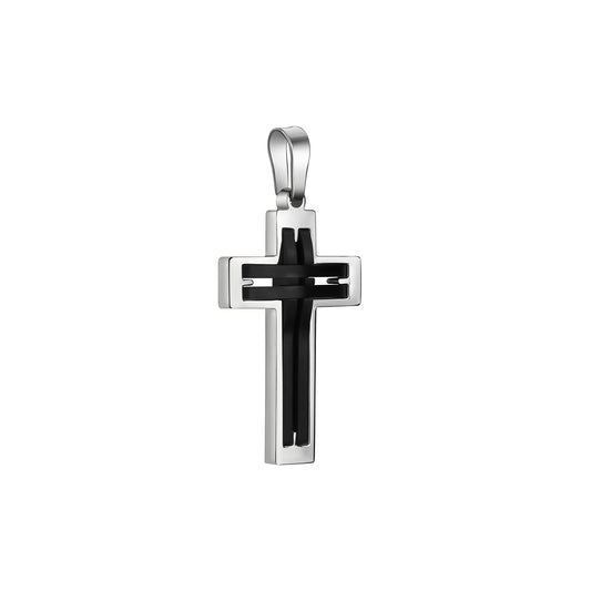 Anhänger aus Edelstahl mit schwarzer PVD-Beschichtung Motiv Kreuz