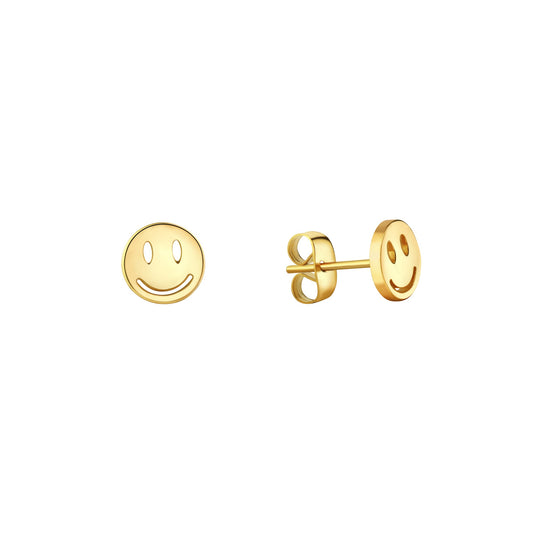 Ohrstecker aus Edelstahl gelbe IP-Beschichtung Motiv Smiley