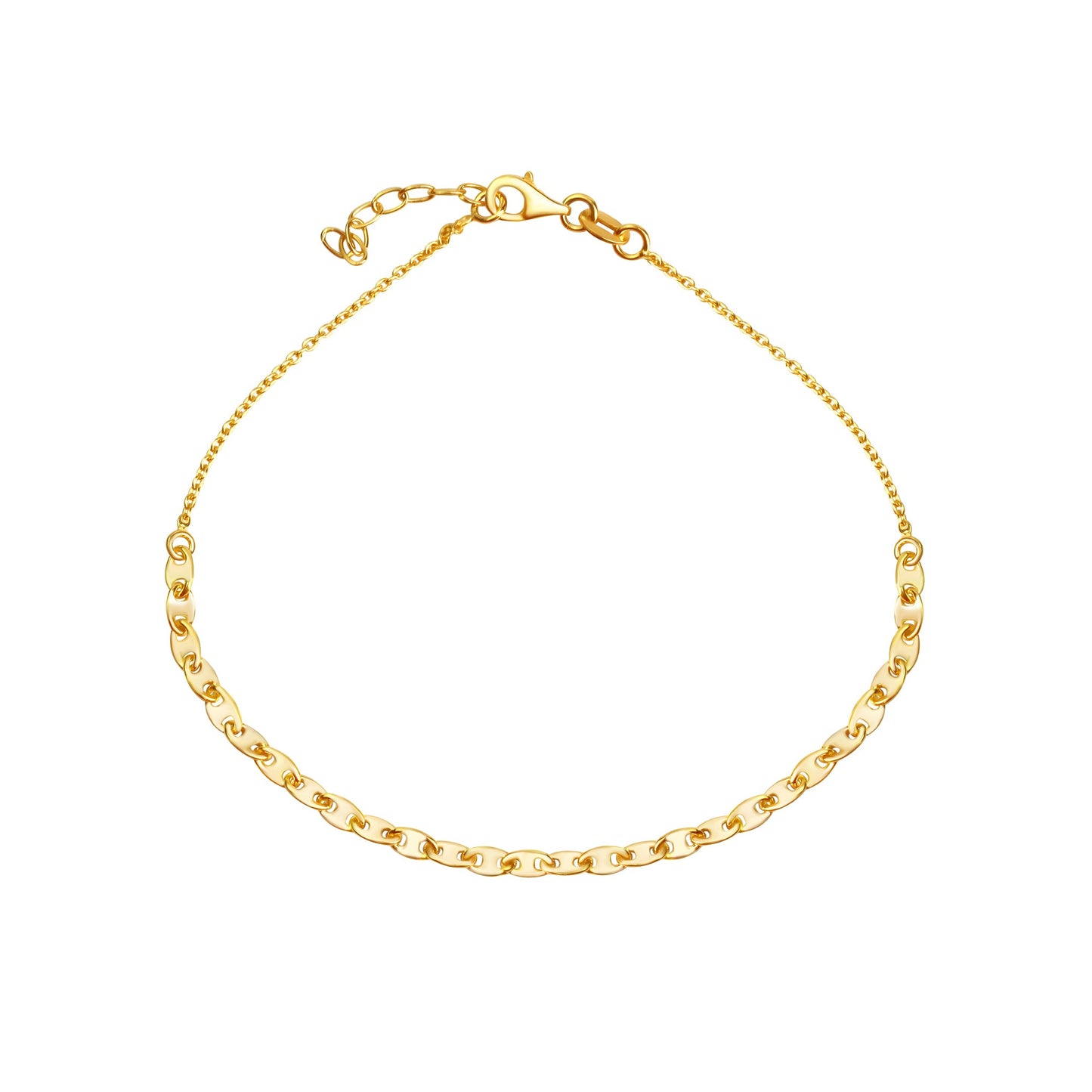 Fusskette Ankerkette 925/- Sterling Silber vergoldet 25,5cm