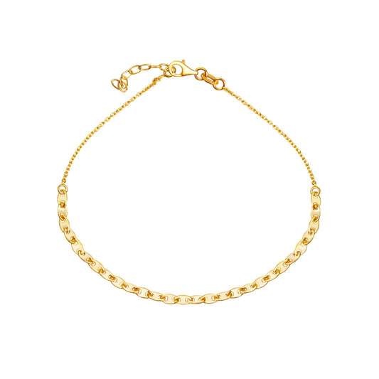 Fusskette Ankerkette 925/- Sterling Silber vergoldet 25,5cm
